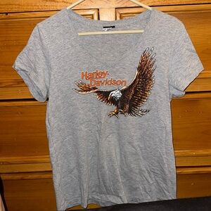 Harley Davison V Neck T-Shirt Alcatraz San Francisco